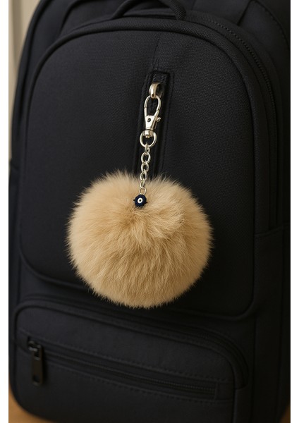 Peluş Pofuduk Ponpon Puf Camel Tüylü Nazar Boncuklu Ev Ofis Araba Telefon Cüzdan Çanta Anahtarlık Gold Aksesuar modelleri