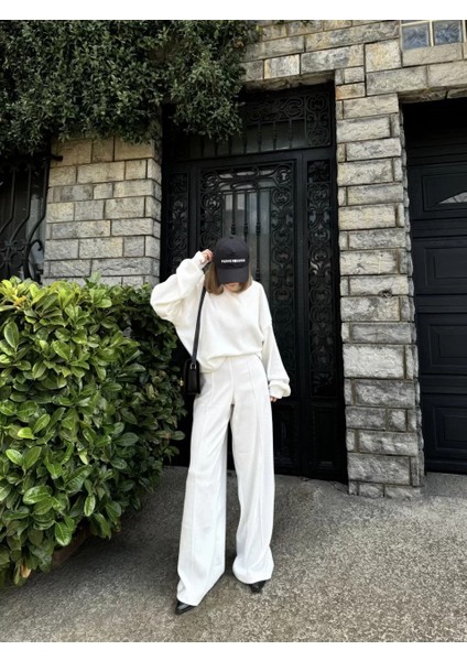 Crop, Pantolon Fitilli Ikili Takım -Beyaz fiyatları