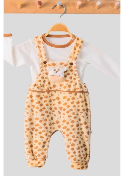 Oyuncak Zürafa Nakışlı Desenli Badili Polar Salopet 2li Takım Unisex 0-3-6-9-12-18AY modelleri
