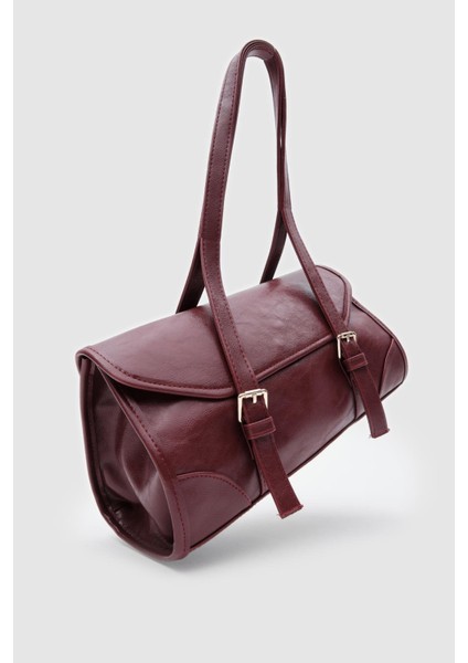 Laretta Vintage Baget Çanta Bordo Mat Deri modelleri