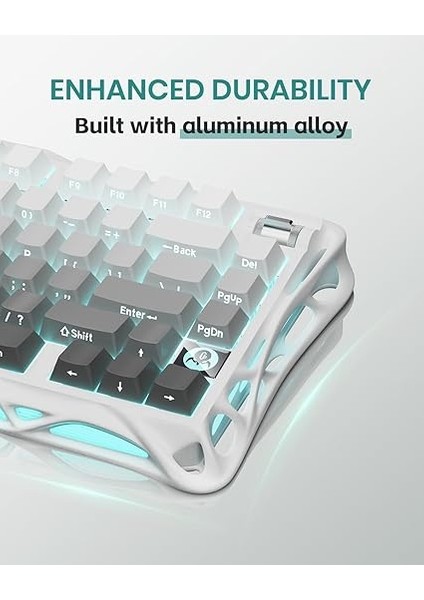 Mercury K1 Rgb Kablosuz Mekanik Gaming Klavye, Alüminyum Çerçeveli, Ingilizce Q, Beyaz modelleri