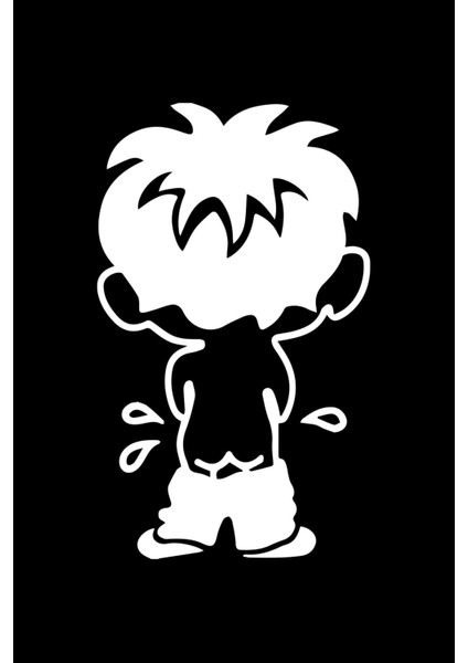 Çiş Yapan Çocuk Depo Kapağı Araba, Motorsiklet, Kask, Laptop, Cam Sticker 12X7 cm