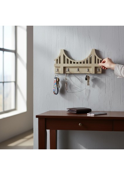 Ahşap Anahtar Askısı, Askılık, Ahşap Raflı Kapı Süsü, Vestiyer Alanı Dekoratif Ahşap Düzenleyici.
