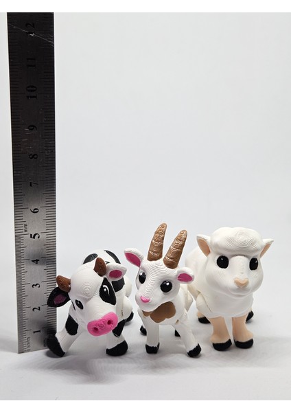 Aysbistudio 3lü Mini Takım Sevimli Keçi, Inek ve Koyun Hayvan Oyuncak – Flexi Hayvan Figür +4 Yaş - Bpa Free fiyatları