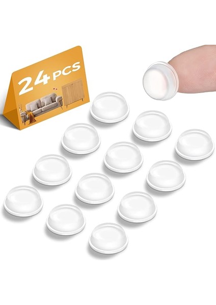 24 Adet Silikon Kapı Tamponu, Kapı Pedleri, Stoper, Kendinden Yapışkanlı Tampon Pedler, Şeffaf Dolap, Kapı Stoperi, Koruyucu Tampon, Mutfak, Zemin, Duvar, Cam Için, Silindirik
