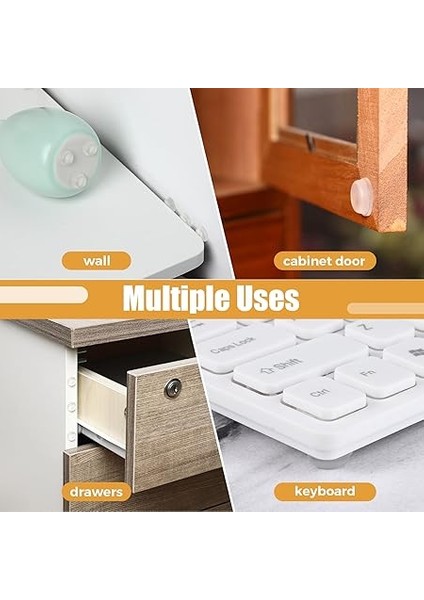 24 Adet Silikon Kapı Tamponu, Kapı Pedleri, Stoper, Kendinden Yapışkanlı Tampon Pedler, Şeffaf Dolap, Kapı Stoperi, Koruyucu Tampon, Mutfak, Zemin, Duvar, Cam Için, Silindirik indirimleri