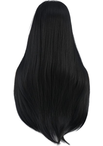 Düz Perçemli Uzun Fiber Sentetik Peruk - Siyah indirimleri