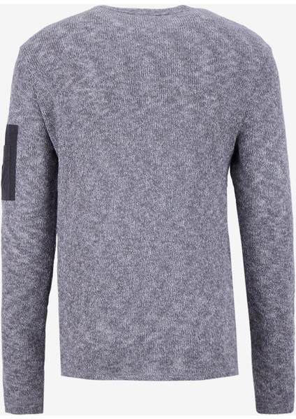 D5WM-SWT3823 Antrasit Melanj Bisiklet Yaka Relaxed Düz Erkek Kazak modelleri