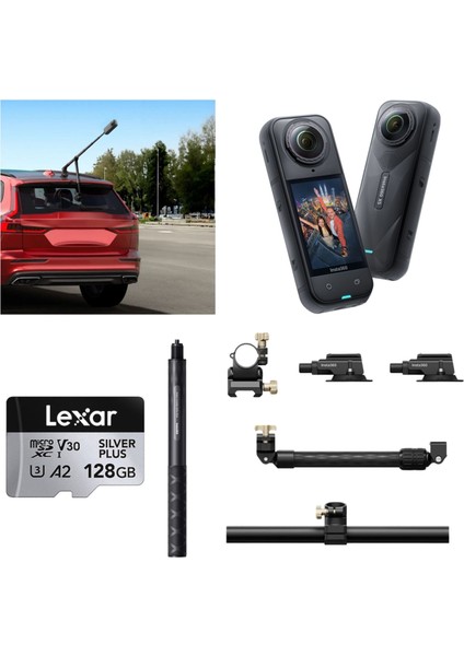 X5 Aksiyon Kamerası - Racing Araç Kit 128 GB