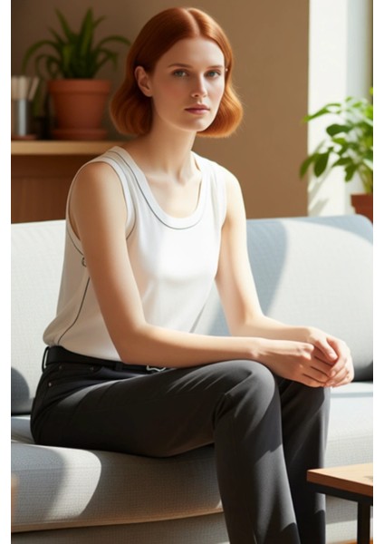 Kadın Kolsuz Triko Bluz Havuz Yaka Basic Kesim ve Yazlık Konfor Kaliteli Şık Rahat Modern Zarif