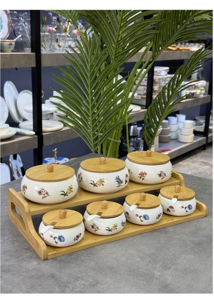 Leandra Lüx Porselen 7 Li Baharat Takımı