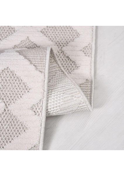 Hacinas Geometrik Krem Polyester Kaydırmaz Tabanlı Makine Halısı modelleri