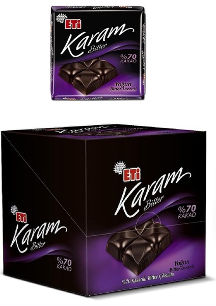 Eti Karam %70 Kakaolu Bitter Çikolata 60 G x 6 Adet modelleri