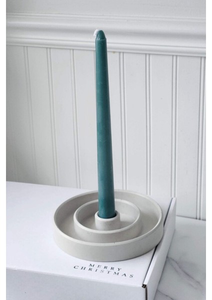 Gri Dairesel Şamdan Dekoratif Beton