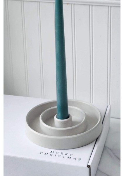 Gri Dairesel Şamdan Dekoratif Beton