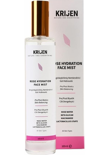 Zenginleştirilmiş Nemlendirici Gül Hidrosolü - Niacinamide & Yulaf Özü Face Mist 100 ml