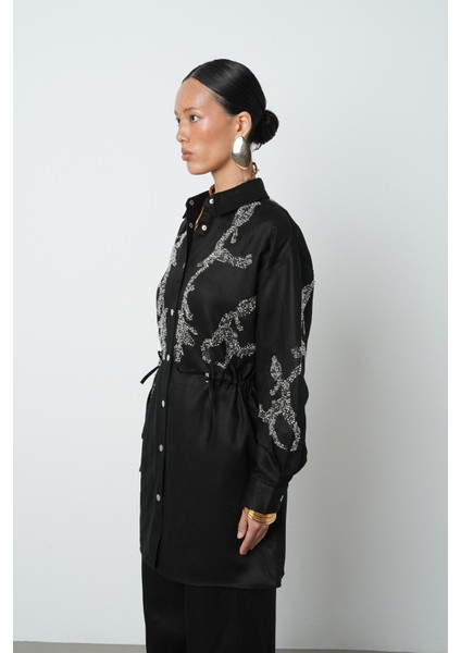 Kadın Boncuk Işlemeli Belden Büzgülü Çıtçıt Kapamalı Ceket fiyatları