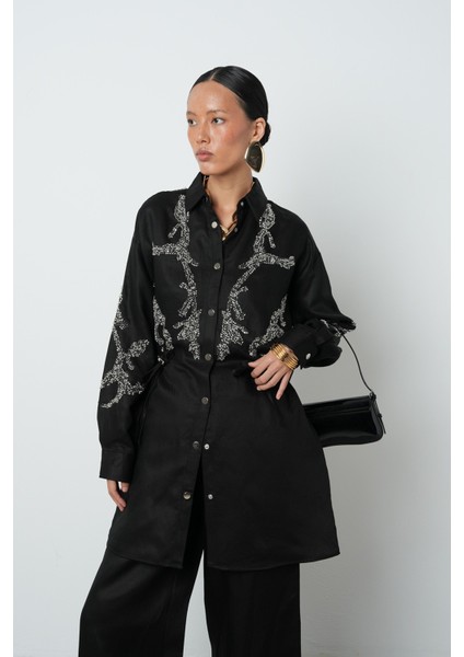 Kadın Boncuk Işlemeli Belden Büzgülü Çıtçıt Kapamalı Ceket modelleri