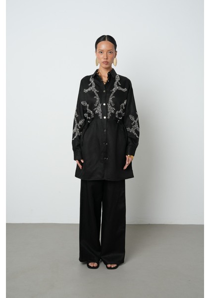 Kadın Boncuk Işlemeli Belden Büzgülü Çıtçıt Kapamalı Ceket fırsatları