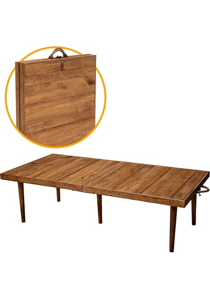 Katlanır Kamp, Piknik ve Bahçe Masası 50X50 cm - Ceviz Renk