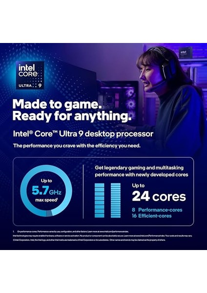 Core Ultra 9 Masaüstü Işlemci 285K - 24 Çekirdek (8 P Çekirdeği + 16 E-Çekirdek) 5,7 Ghz'e Kadar fiyatları