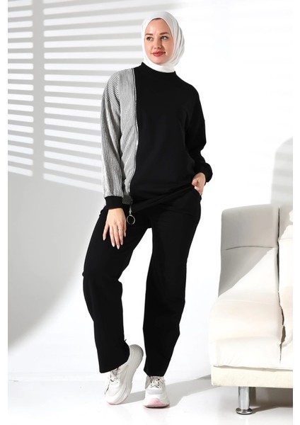 Kadın Mevsimlik Alt ve Üst Rahat Siyah Spor Tesettür Takım fiyatları