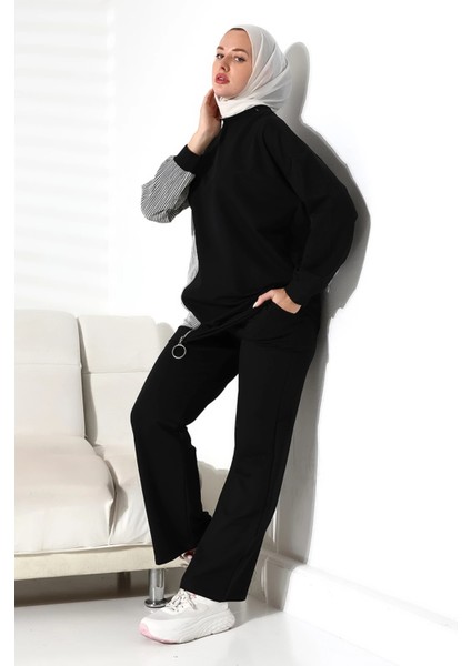Kadın Mevsimlik Alt ve Üst Rahat Siyah Spor Tesettür Takım fırsatları