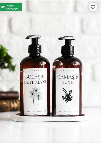 Beyaz Stantlı Bulaşık Deterjanı Çamaşır Suyu Etiketli Plastik Şişe