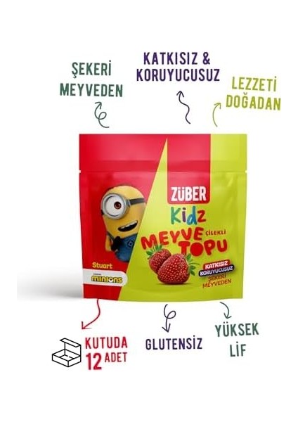 Züber Kidz Çilekli Meyve Topu 42GR x 12 Adet fiyatları