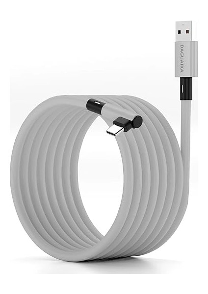 Oculus Quest ile Uyumlu Vr Link Kablosu Yüksek Hızlı Usb-C Pc Bağlantı Kablosu, L Şekilli Konforlu Tasarım, Düşük Gecikmeli Vr Oyun Deneyimi 5 Metre Ex-1 (Usb To Type C)