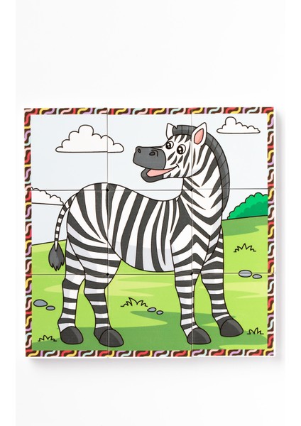 Manyetik Blok Çift Taraflı 9 Parçalı Mıknatıslı Puzzle 2 Görsel Aslan-Zebra Yapboz indirimleri