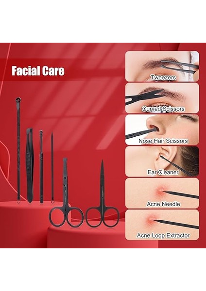 Manicure 18 Parça Manikür Pedikür Seti (Siyah-Kırmızı) fırsatları