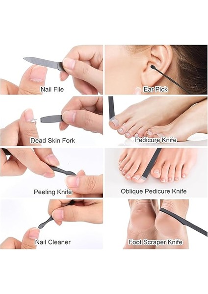 Manicure 18 Parça Manikür Pedikür Seti (Siyah-Kırmızı) indirimleri