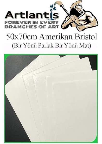 Bristol Karton 50X70 cm 5 Adet 220 gr Bir Tarafı Parlak Bir Tarafı Mat Kağıt Biristol Karton indirimleri
