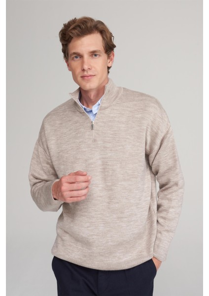 Çetinkaya Mentality 5292 Fermuarlı Dik Yaka 2/35 Akrilik Triko Vizonmelanj modelleri