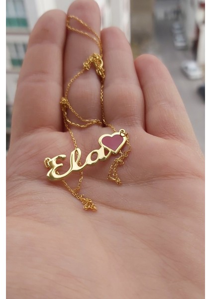 925 Ayar Gümüş 24 Ayar Altın Kaplama Kalpli Isimli Kolye