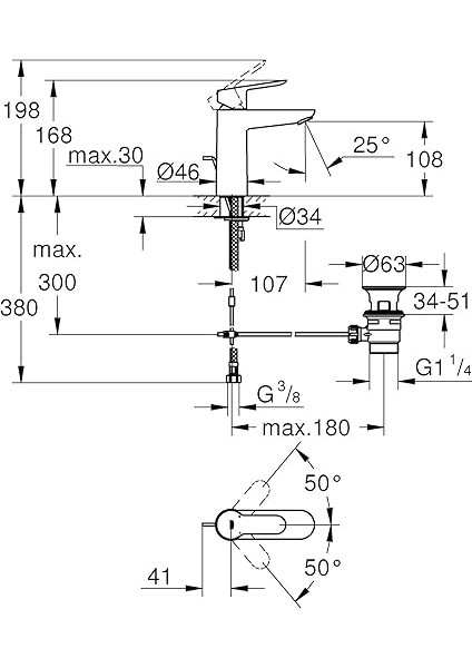 Lavabo Bataryası Bauedge M Boyut Krom - 23758000 fiyatları