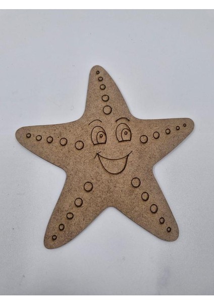 5 Adet Sevimli Deniz Yıldızı Ahşap Boyama Okul Dıy Etkinlik Aktivite Sanat 15 cm x 15 cm