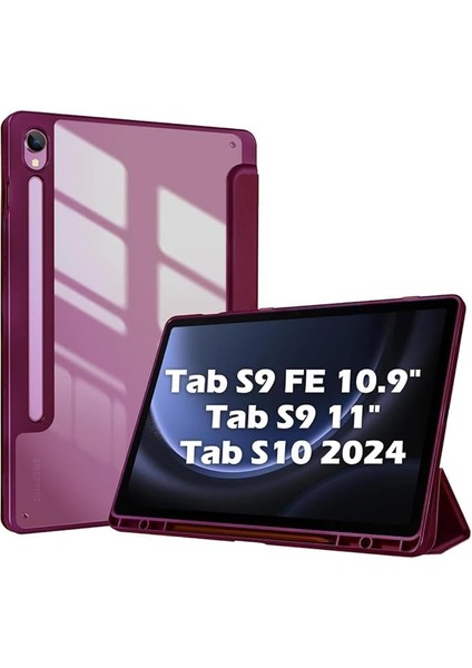 Galaxy Tab S9 Fe / S9 11INÇ ile Uyumlu Kılıf Grafiti Şeffaf Kalem Bölmeli X710 X716 X718 X510 X516 Mürdüm