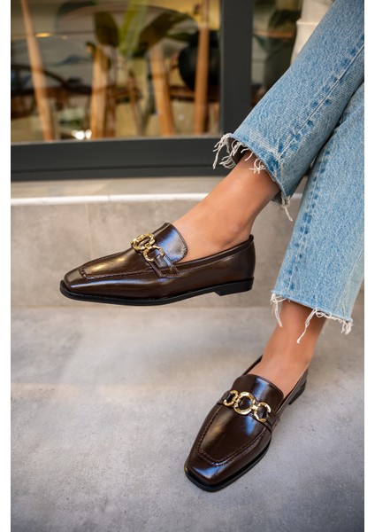 Biens Acı Kahve Deri Düz Taban Gold Detaylı Ayakkabı fiyatları