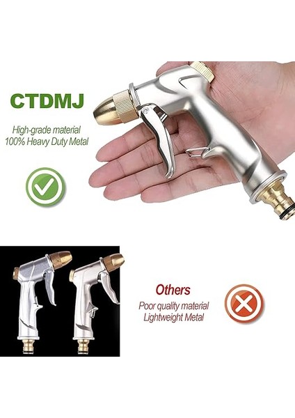 Tam Pirinç Başlıklı, %100 Ağır Hizmet Tipi Metal Su Tabancası, Bahçe Hortumu Püskürtme Tabancası, Sulama Tesisleri, Duş Evcil Hayvanı, Araba Yıkama Için Yüksek Basınçlı Püskürtme Nozulu modelleri