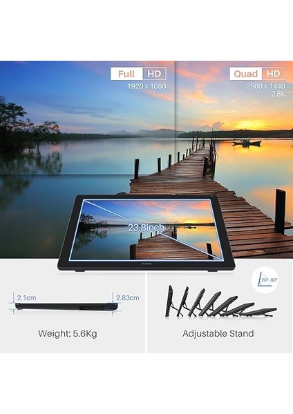 Kamvas 24 Plus Grafik Tablet 23.8 Inç Ekran ile Tam Lamine Qd LCD Ekran 140% Srgb Android Desteği Pilsüz Stylus 8192 Kalem Basıncı fiyatları