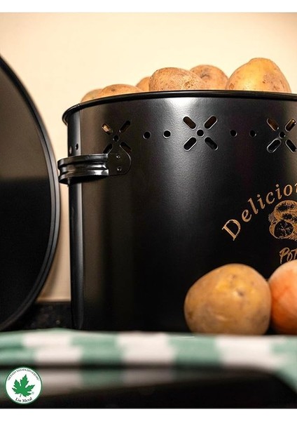 Metal Büyük Boy Bölmeli Lüx Patates Soğan Kovası Siyah Renk fiyatları