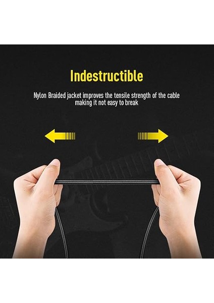 Gitar Kablosu 10 Ft Amp Kablosu Gitar Bas Elektro Gitar Enstrüman Elektro Mandolin Amplifikatör Ses 1/4 Dik Açı Düz Siyah (Siyah 3m St-Ra) fırsatları