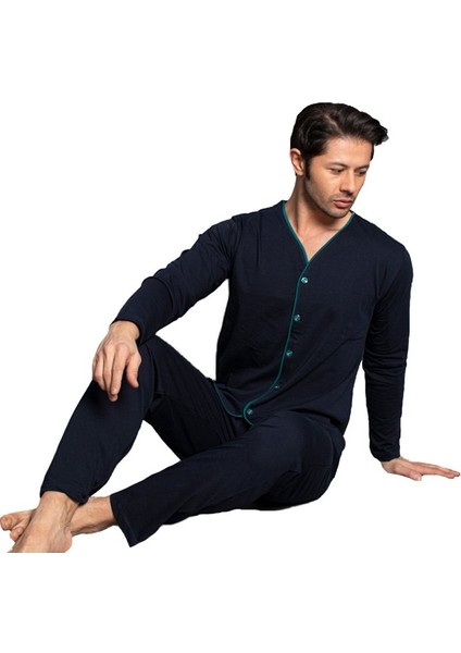 Marco Leone Kışlık Interlok Kumaş Önden Düğmeli Erkek Pijama Takımı M–2xl