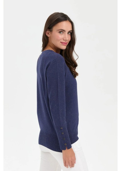 Kadın Sıfır Yaka Önü Kısa Arkası Uzun Bluz 23331 Indigo fırsatları