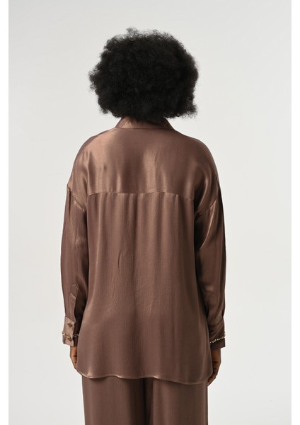 Kadın Önü ve Kolları Taş-Pul Işlemeli Düz Renk Gömlek indirimleri