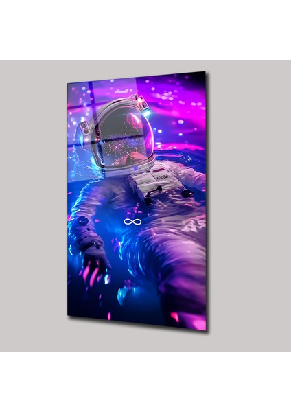 Neon Su Içindeki Nasa Astronotu - Cam Tablo - DEG0092