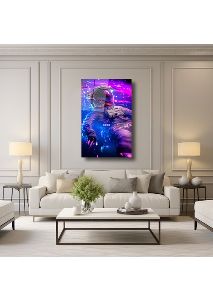 Neon Su Içindeki Nasa Astronotu - Cam Tablo - DEG0092 modelleri