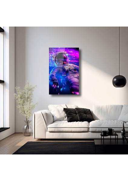 Neon Su Içindeki Nasa Astronotu - Cam Tablo - DEG0092 fırsatları